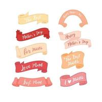 Mother's day warm sweet element set. Illustration of ribbon set. vector