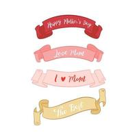 Mother's day warm sweet element set. Illustration of ribbon set. vector