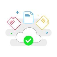 success upload, your file save in cloud storage concept illustration flat design vector eps10. modern graphic element for landing page, empty state ui, infographic, icon