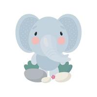 Cute Elephant. Cartoon style. Vector illustration. For card, posters, banners, children books, printing on the pack, printing on clothes, fabric, wallpaper, textile or dishes.