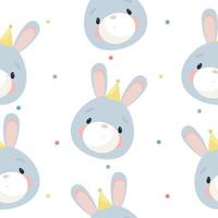 Seamless Pattern with Cute Rabbit. Vector illustration. For greeting card, posters, banners, the card, printing on the pack, printing on clothes, fabric, wallpaper.