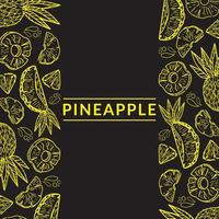 Banner with pineapples on black background. A great design for advertising the exotic fruit market, a business for grocery stores. Hand-drawn elements in a flat style. Corporate style for drinks vector