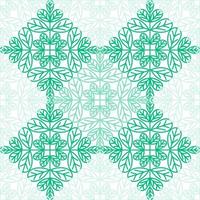 Seamless green-plant pattern, hand-drawn doodle. Monochrome palette. Fantasy leaves of various plants. Geometry. Damascus. Vector illustration