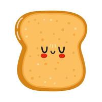 Cute funny sliced toast bread character. Vector hand drawn cartoon kawaii character illustration icon. Isolated on white background. Sliced toast bread character concept