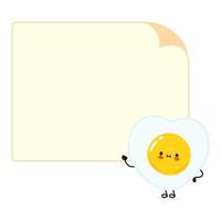 Cute funny fried egg character with speech bubble. Vector hand drawn cartoon kawaii character illustration icon. Isolated on white background. Fried egg character concept