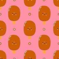 Cute funny ice cream pattern character. Vector hand drawn cartoon kawaii character illustration icon. Isolated on white background. Ice cream character concept