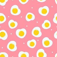 Cute funny fried egg pink pattern character. Vector hand drawn cartoon kawaii character illustration icon. Fried egg character concept