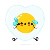Cute sad fried egg character. Vector hand drawn cartoon kawaii character illustration icon. Isolated on white background. Sad fried egg character concept