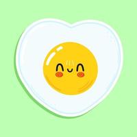 Cute funny fried egg sticker character. Vector hand drawn cartoon kawaii character illustration icon. Isolated on white background. Fried egg character concept