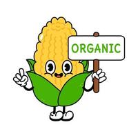 Cute funny corn with an inscription organic character vector