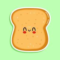 lindo y divertido personaje de pegatina de pan tostado en rodajas. icono de ilustración de personaje kawaii de dibujos animados dibujados a mano vectorial. aislado sobre fondo blanco. concepto de personaje de pan tostado en rodajas vector