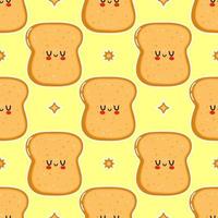 Cute funny sliced toast bread pattern character. Vector hand drawn cartoon kawaii character illustration icon. Isolated on white background. Sliced toast bread character concept