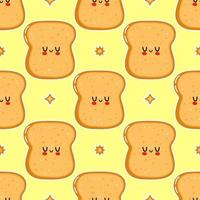 Cute funny sliced toast bread pattern character. Vector hand drawn cartoon kawaii character illustration icon. Isolated on white background. Sliced toast bread character concept