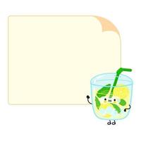 Cute funny lemonade character with speech bubble. Vector hand drawn cartoon kawaii character illustration icon. Isolated on white background. Lemonade character concept