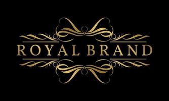 luxurious golden vintage royal crest logo template for wedding organizer, beauty care, spa or boutique vector