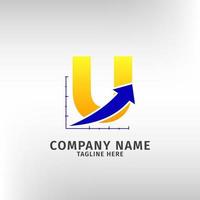 plantilla de logotipo de icono de ventas de tráfico de letra u para empresa de marketing y financiera o cualquier otro negocio vector