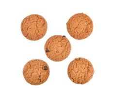 Top view of Chocolate chip cookie isolated on white background photo