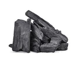 wood charcoal isolated on white background photo