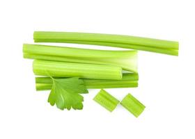 Top view of celery isolated on white background photo