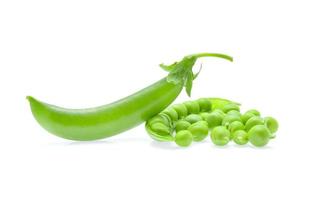 Fresh green pea pod isolated on white background photo