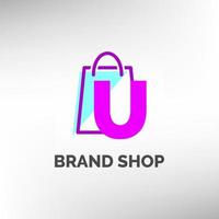 letter U paper bag logo template