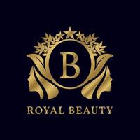 letter B with ladies face luxurious alphabet for bridal, wedding, beauty care logo, personal branding image, make up artist, or any other royal brand and company