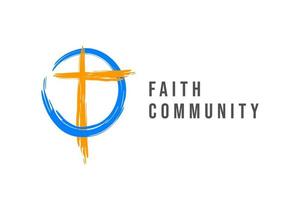 cross and circle bright watercolor faith community vector