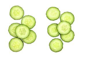 Top view of Cucumber isolated on white background photo