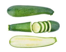 Top view of zucchini isolated on white background