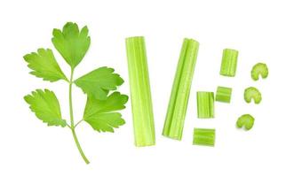 Top view of celery isolated on white background photo