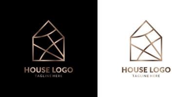 logotipo de la casa de arte de línea abstracta minimalista y elegante para bienes raíces, construcción, interior, decoración exterior del hogar vector