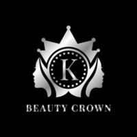 ladies face with crown letter K vector