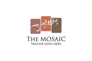 logotipo de planta vintage de mosaico para industrias creativas y empresa de diseño de interiores y moda vector