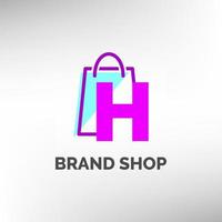 letter H paper bag logo template vector