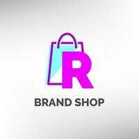 letter R paper bag logo template vector