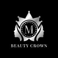 ladies face with crown letter M vector