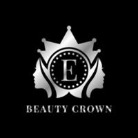 ladies face with crown letter E vector