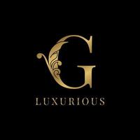 luxury floral vintage letter G vector
