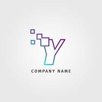 trendy logotype letter Y pixel decoration for digital services company vector