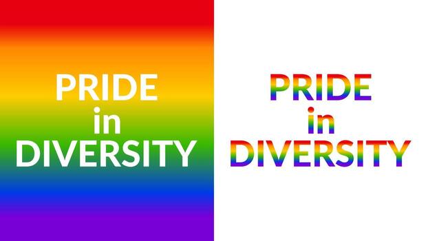 Pride in diversity text with color sign for web or print lgbt media support clean and strong message vector design