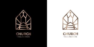 minimalist and elegant abstract line art church building logo for christian and catholic prayer or community