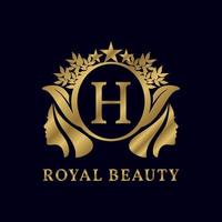 letter H with ladies face luxurious alphabet for bridal, wedding, beauty care logo, personal branding image, make up artist, or any other royal brand and company vector