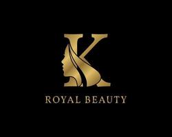 lujosa decoración de la cara de belleza de la letra k para el logotipo de cuidado de la belleza, imagen de marca personal, maquillador o cualquier otra marca y compañía real vector