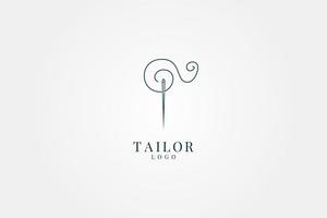 needle and yarn minimalist outline logo for tailor or do it yourself sewing craft