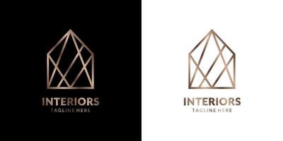 logotipo de la casa de arte de línea abstracta minimalista y elegante para bienes raíces, construcción, interior, decoración exterior del hogar vector