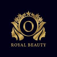 letter O with ladies face luxurious alphabet for bridal, wedding, beauty care logo, personal branding image, make up artist, or any other royal brand and company vector