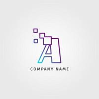 trendy logotype letter A pixel decoration for digital services company vector