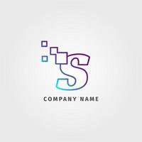 trendy logotype letter S pixel decoration for digital services company vector