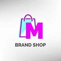 letter M paper bag logo template vector