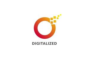 letter O or circle with pixel logo. digital app and start up vector